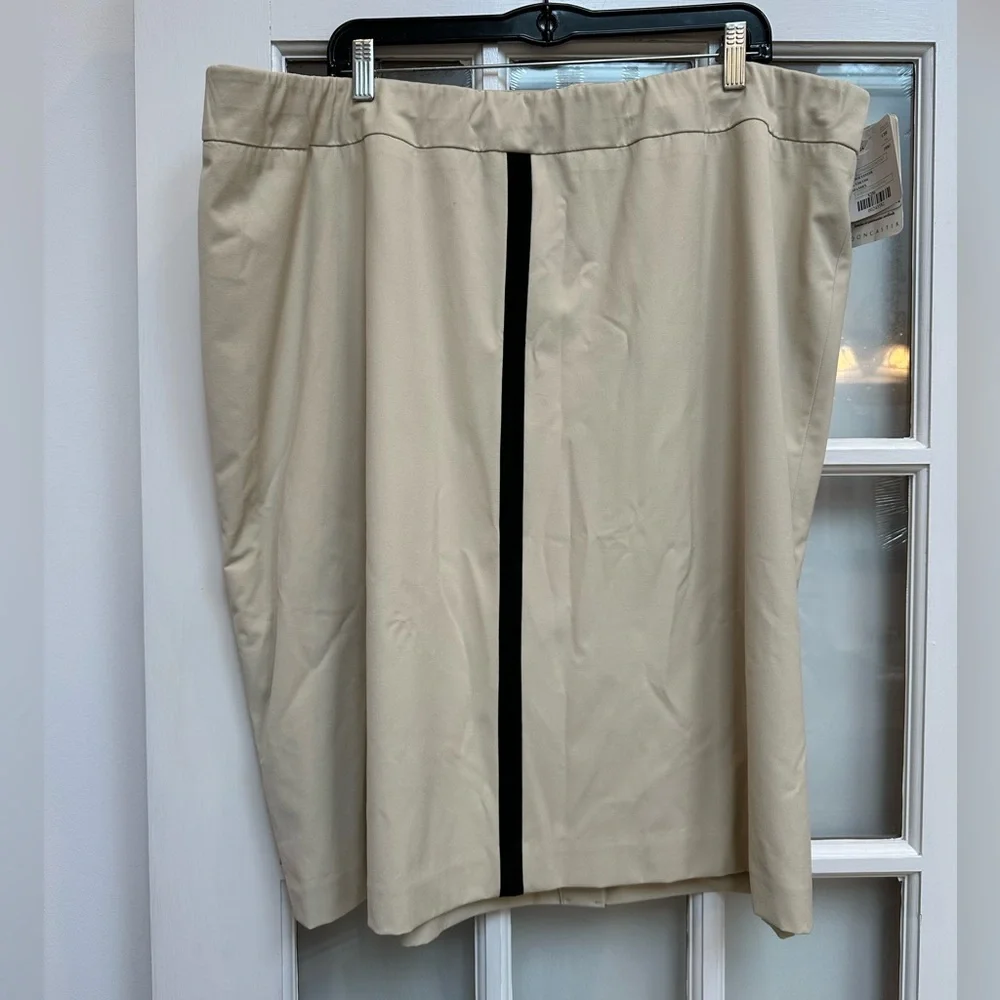 Doncaster Cream A-Line Skirt Black Stripe Career Chic Designer Plus Size 22W NWT